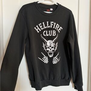 Netflix Black Hellfire Club Skull Crewneck Sweater